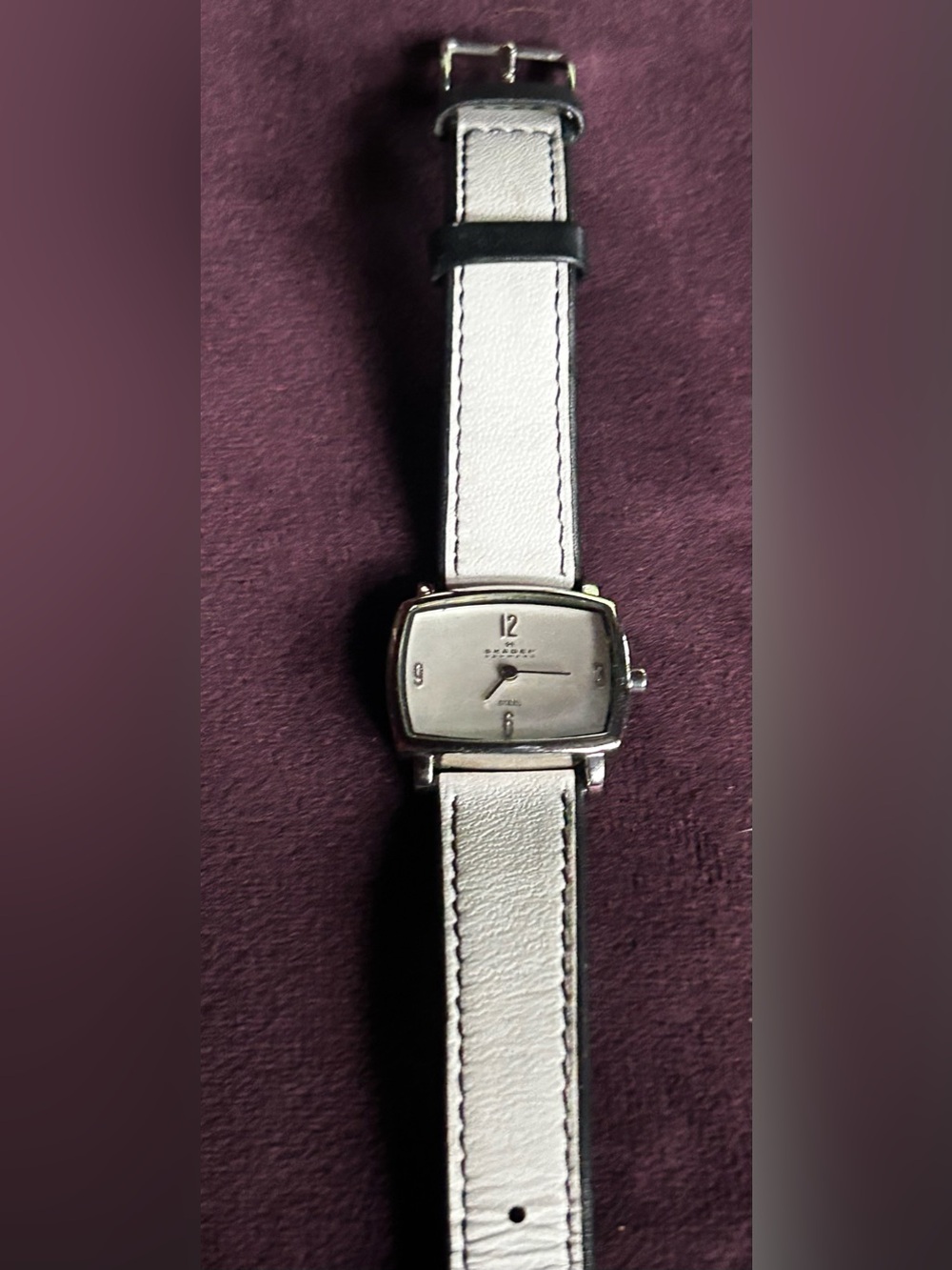 Skagen Denmark 330SSLW Women’s Rectangular Watch - White Leather